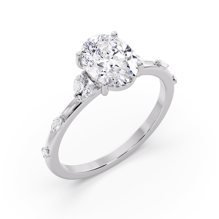 Floreta 2 Carat Natural Oval Diamond Engagement Ring