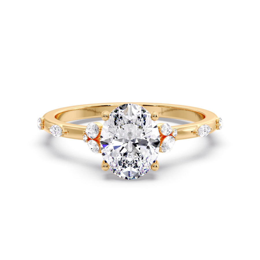 Floreta 2 Carat Natural Oval Diamond Engagement Ring
