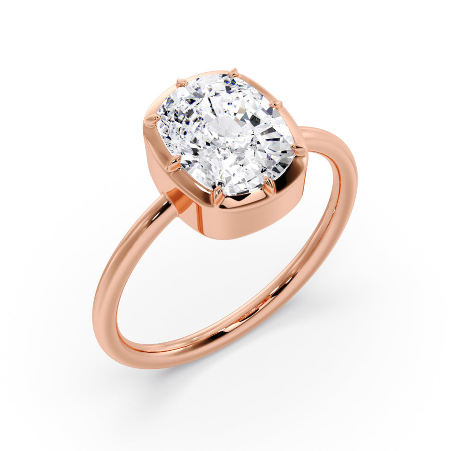 Georgian Style 3 Carat Elongated Cushion Lab Grown Diamond Engagement Ring