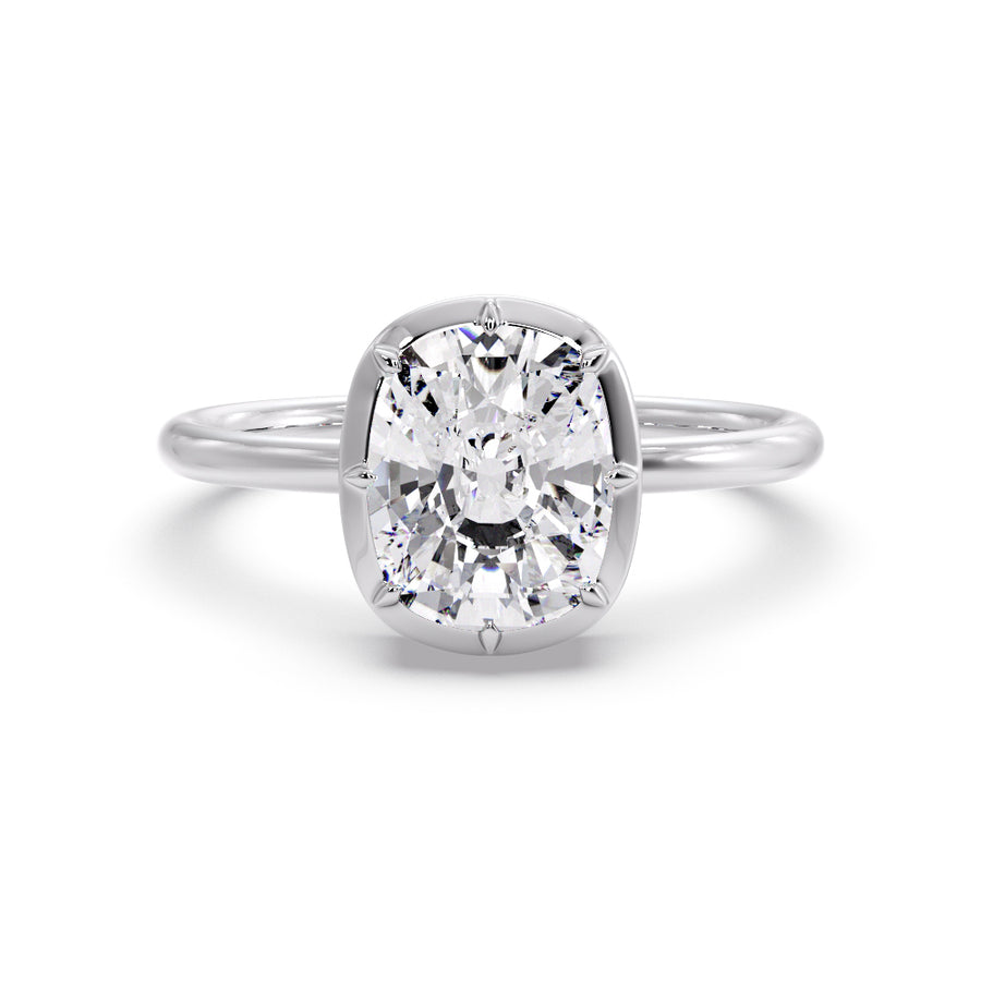 Georgian Style 3 Carat Elongated Cushion Lab Grown Diamond Engagement Ring