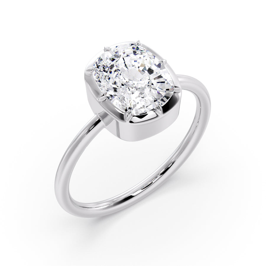Georgian Style 3 Carat Elongated Cushion Lab Grown Diamond Engagement Ring