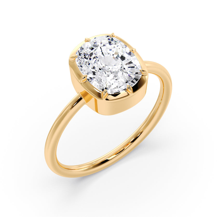 Georgian Style 3 Carat Elongated Cushion Lab Grown Diamond Engagement Ring