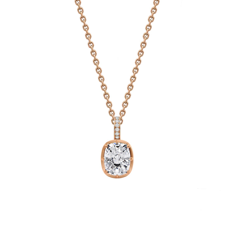 Georgian Style Lab Grown Elongated Cushion Diamond Necklace