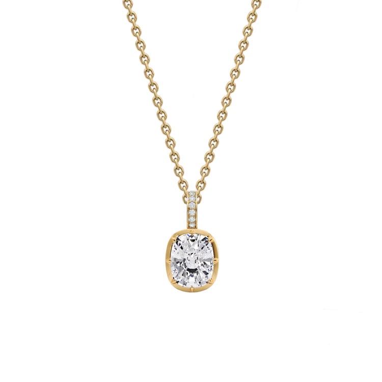 Georgian Style Lab Grown Elongated Cushion Diamond Necklace