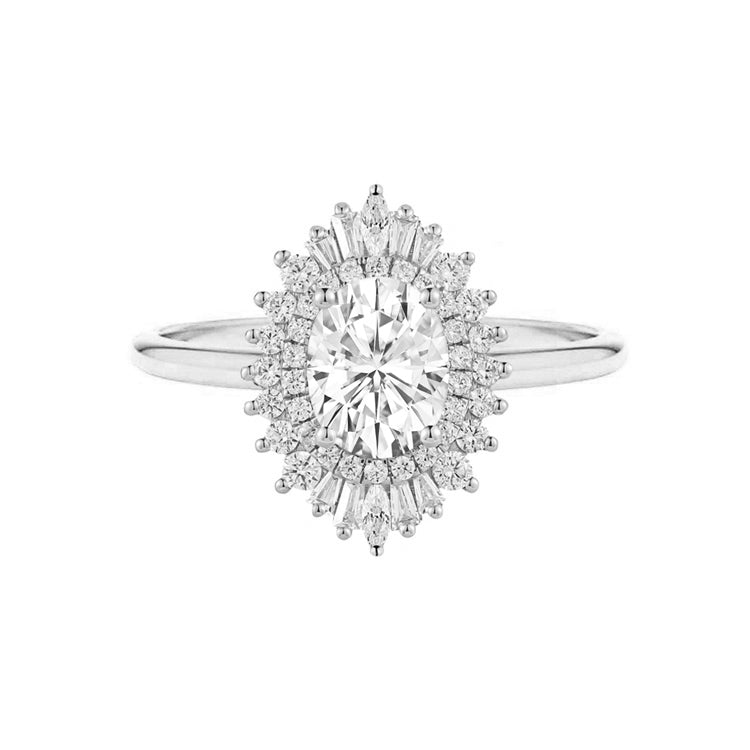 Harlow Art Deco Oval Natural Diamond Engagement Ring