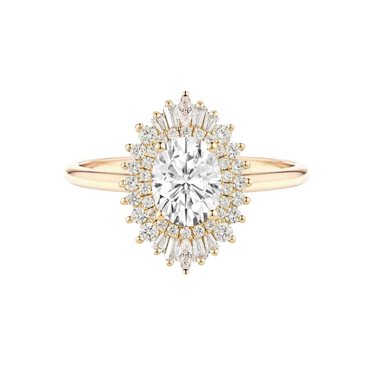 Harlow Art Deco Oval Natural Diamond Engagement Ring