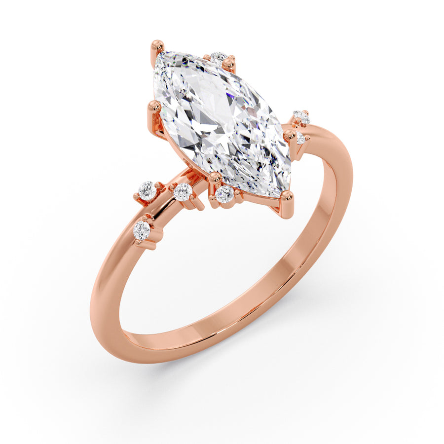 Helene 1 Carat Natural Marquise Diamond Engagement Ring