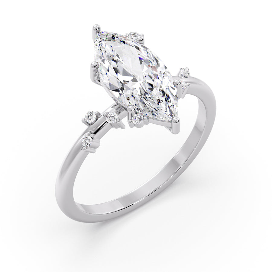 Helene 1 Carat Natural Marquise Diamond Engagement Ring