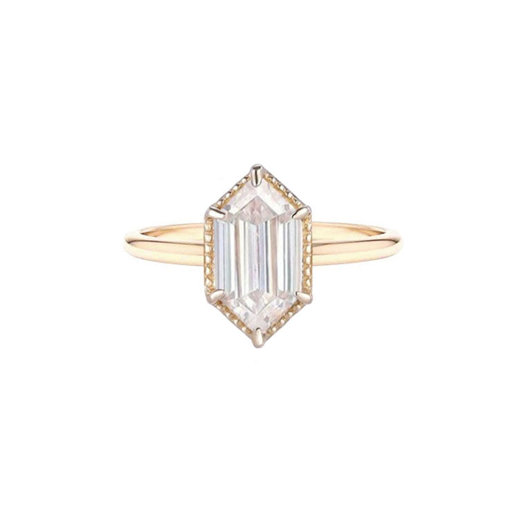 Elongated Hexagon Lab Grown Diamond Engagement Ring
