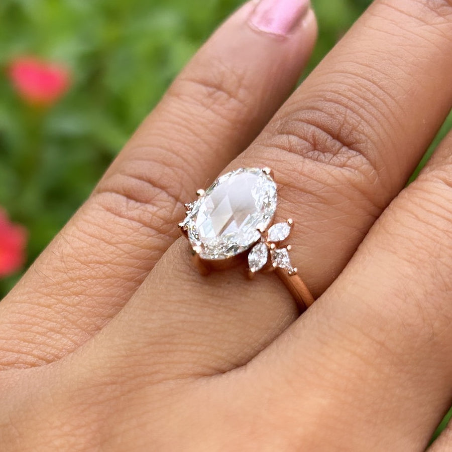 Rose Gold 2k Oval Diamond Ring Carat Oval Moissanite Diamond Rose