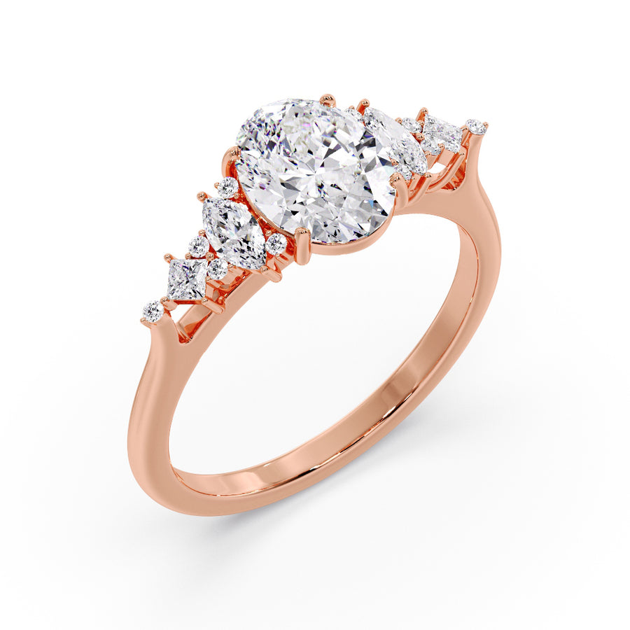 Ivy 2 Carat Natural Oval Cut Diamond Engagement Ring