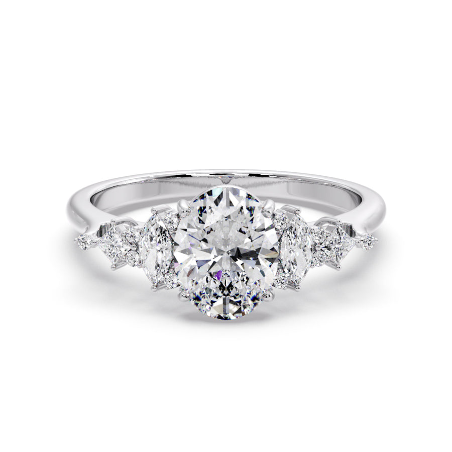 Ivy 2 Carat Natural Oval Cut Diamond Engagement Ring