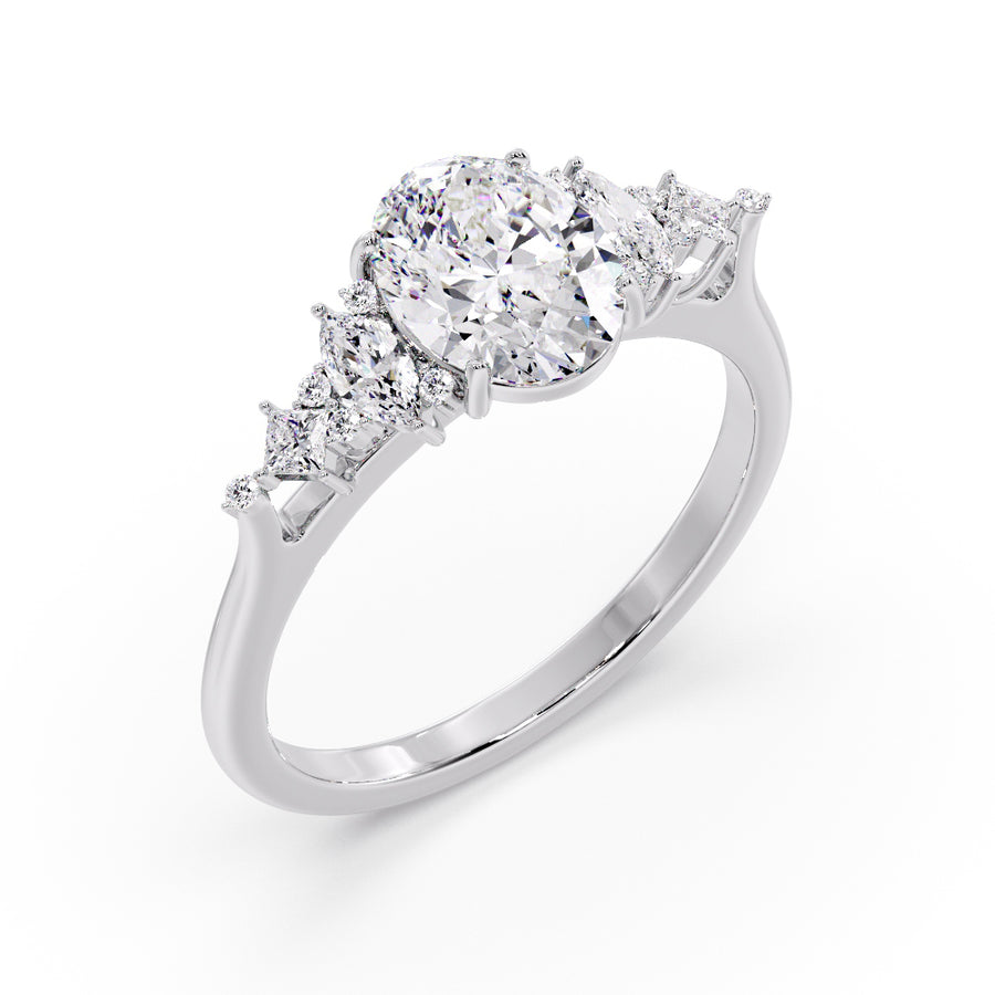 Ivy 2 Carat Natural Oval Cut Diamond Engagement Ring