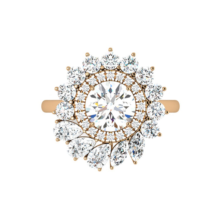 Leida Art Deco Round Lab Grown Diamond Engagement Ring