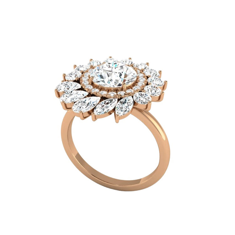 Leida Art Deco Round Lab Grown Diamond Engagement Ring