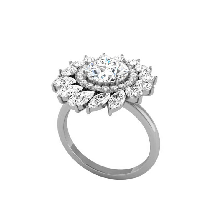 Leida Art Deco Round Lab Grown Diamond Engagement Ring