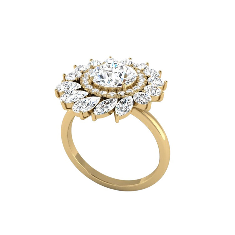 Leida Art Deco Round Lab Grown Diamond Engagement Ring