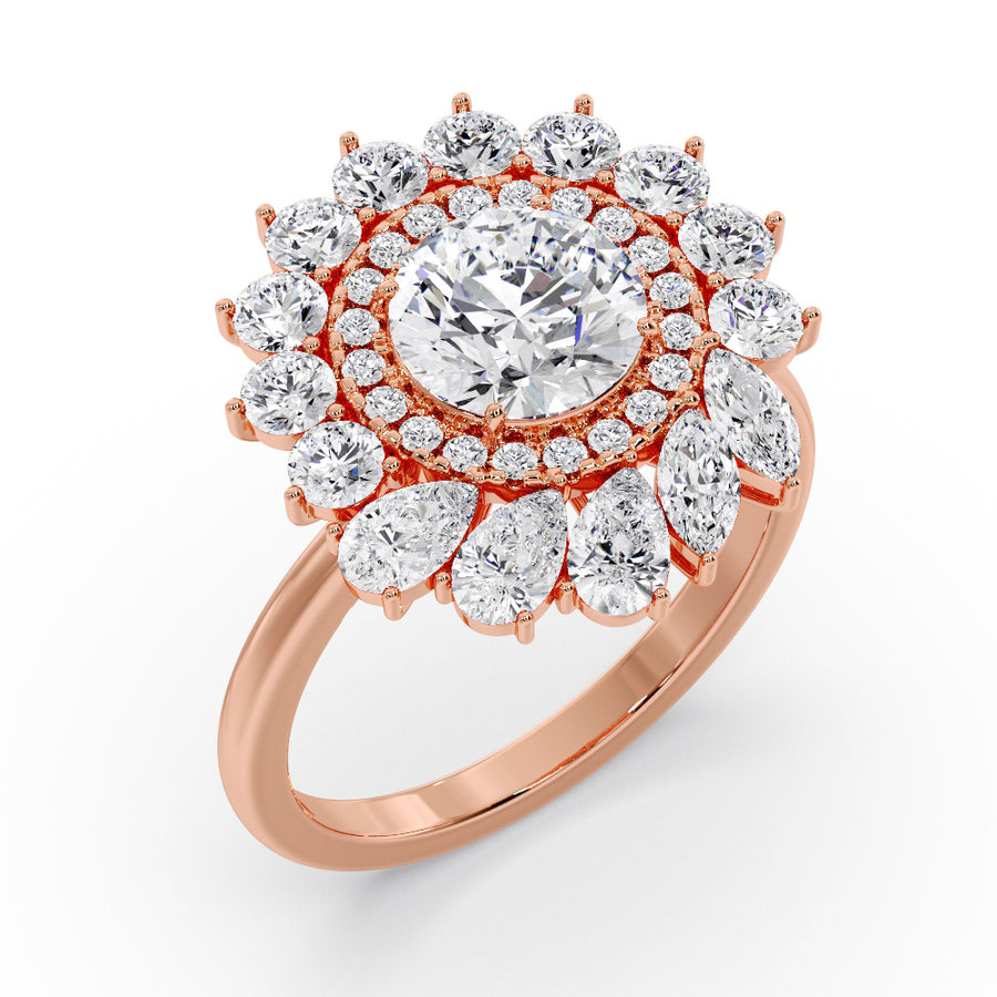 Leida Art Deco Round Lab Grown Diamond Engagement Ring