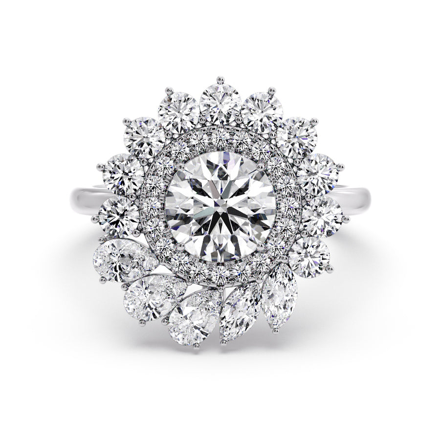 Leida Art Deco Round Lab Grown Diamond Engagement Ring