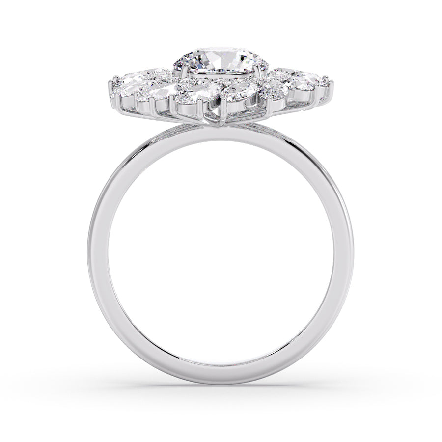 Leida Art Deco Round Lab Grown Diamond Engagement Ring