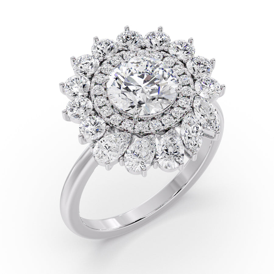 Leida Art Deco Round Lab Grown Diamond Engagement Ring
