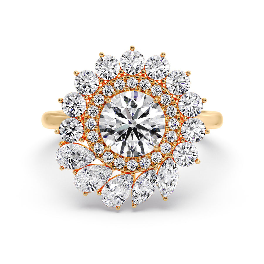 Leida Art Deco Round Lab Grown Diamond Engagement Ring