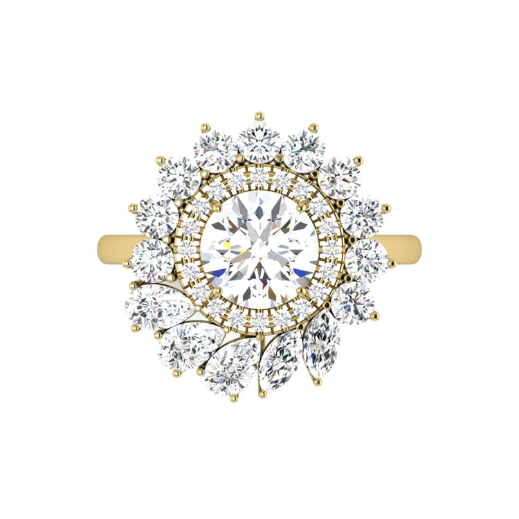 Leida Art Deco Round Lab Grown Diamond Engagement Ring