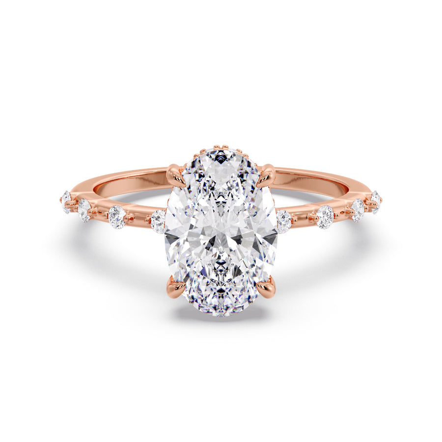 Lena Oval Natural Diamond Dainty Diamond Engagement Ring - GEMNOMADS