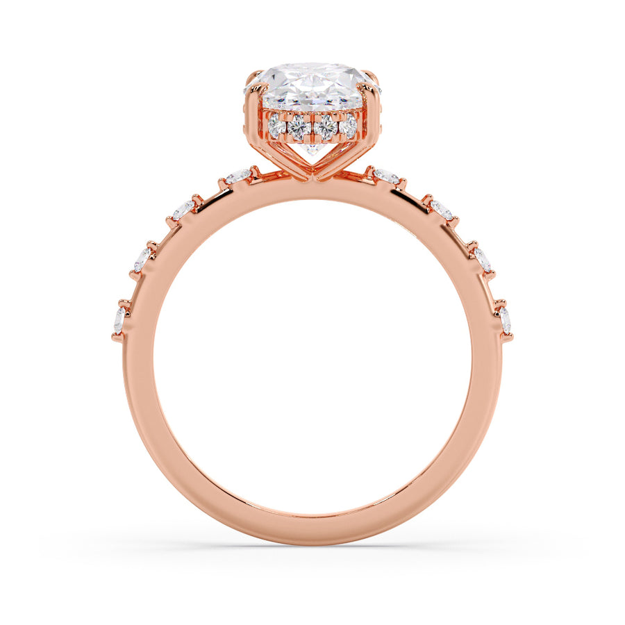 Lena Oval Natural Diamond Dainty Diamond Engagement Ring - GEMNOMADS