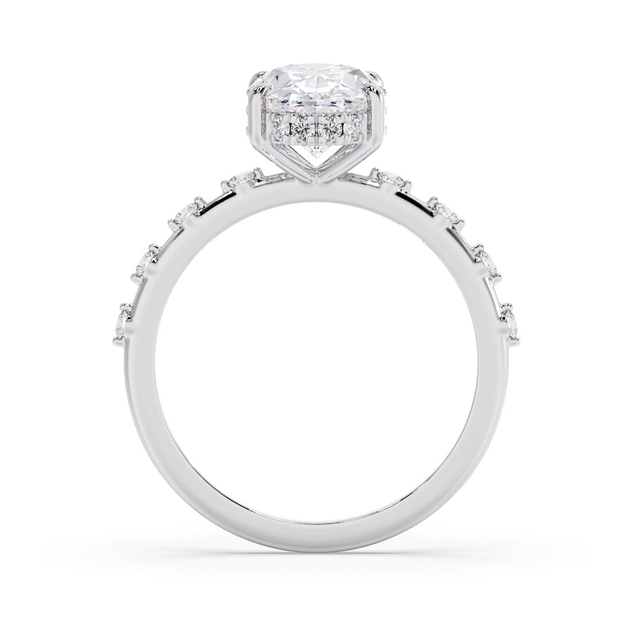 Lena Oval Natural Diamond Dainty Diamond Engagement Ring - GEMNOMADS