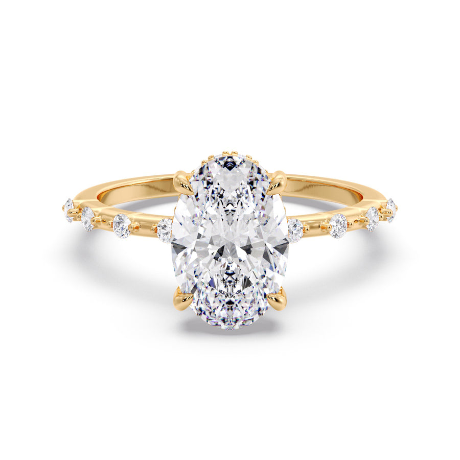 Lena Oval Natural Diamond Dainty Diamond Engagement Ring - GEMNOMADS