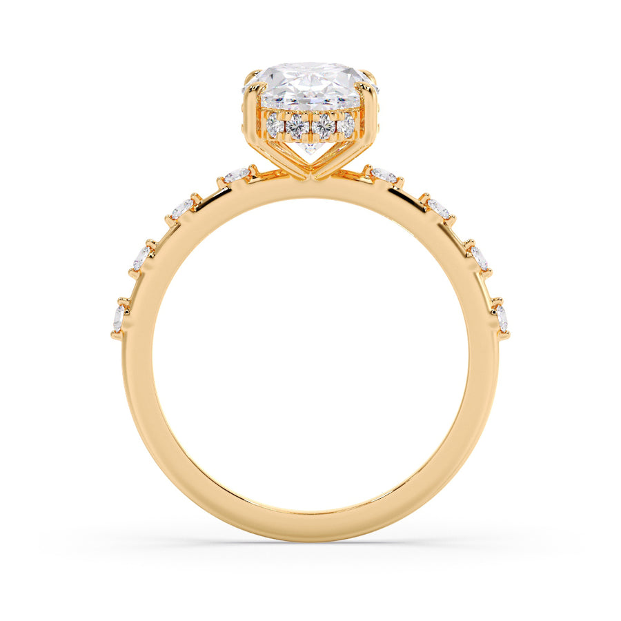 Lena Oval Natural Diamond Dainty Diamond Engagement Ring - GEMNOMADS