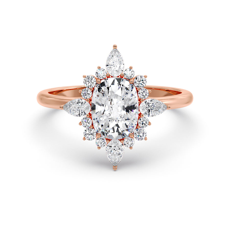 Louise 2 Carat Elongated Cushion Cut Natural Diamond Engagement Ring