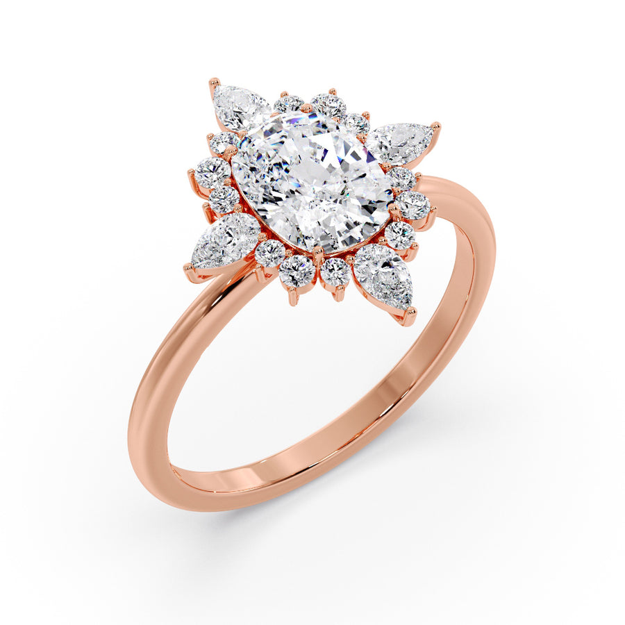 Louise 2 Carat Elongated Cushion Cut Natural Diamond Engagement Ring