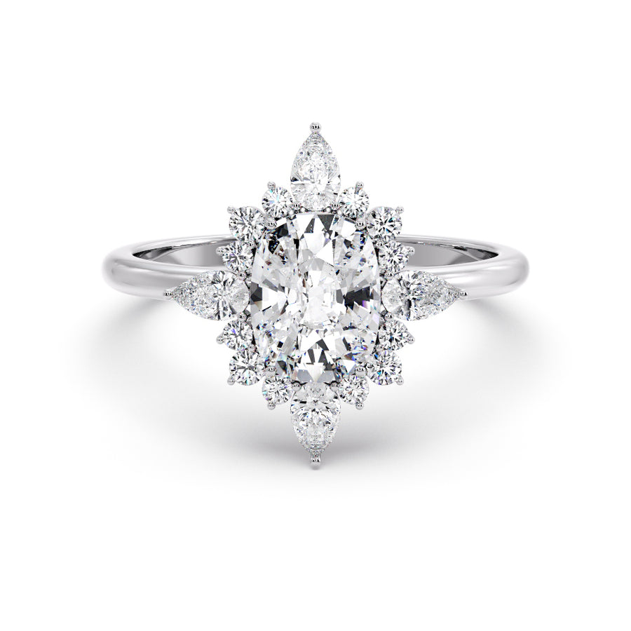 Louise 2 Carat Elongated Cushion Cut Natural Diamond Engagement Ring