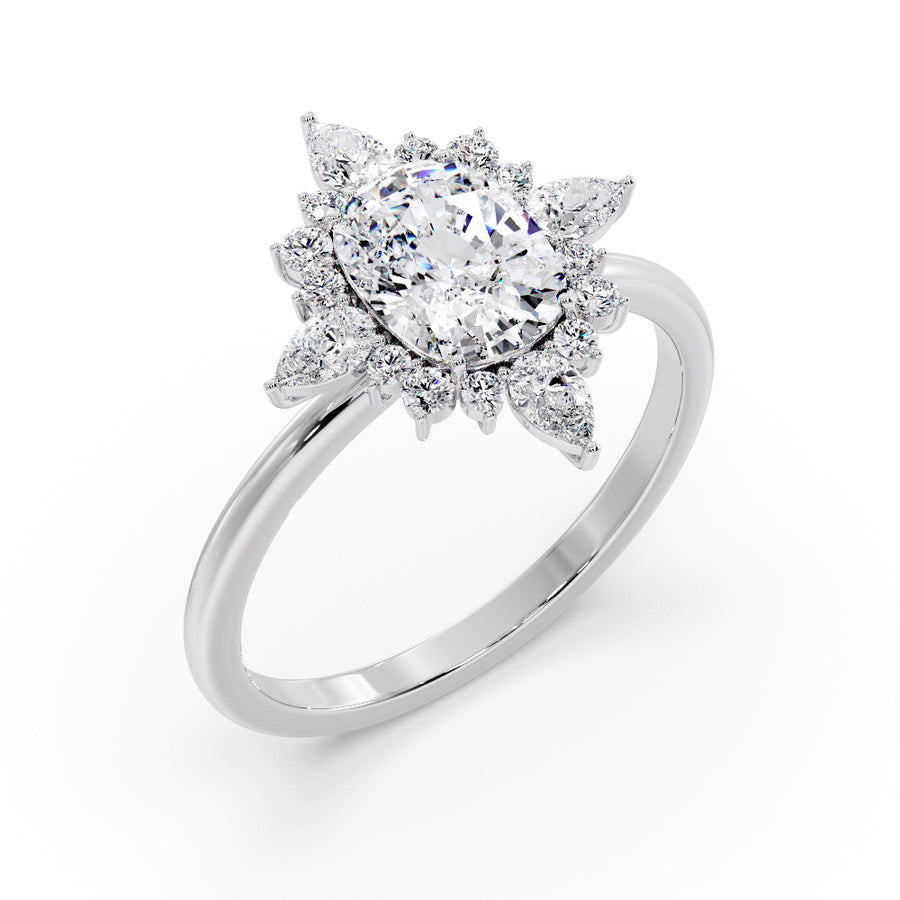 Louise 2 Carat Elongated Cushion Cut Natural Diamond Engagement Ring