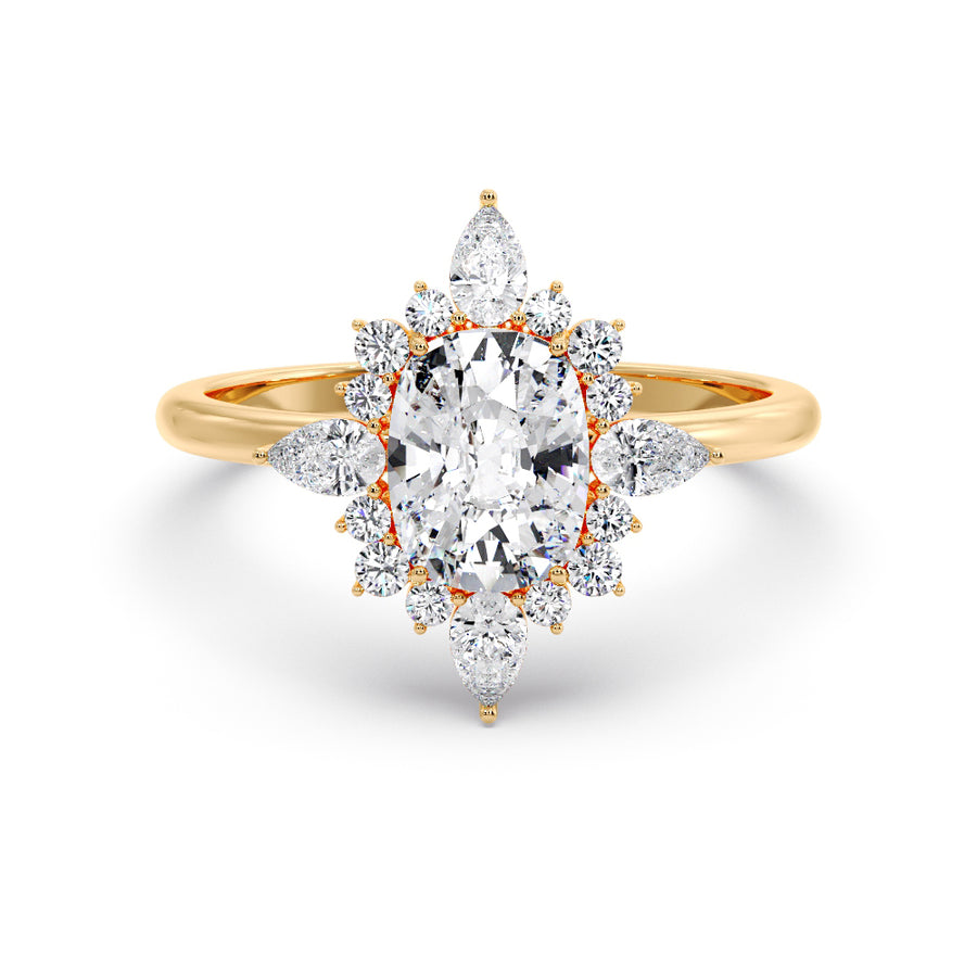 Louise 2 Carat Elongated Cushion Cut Natural Diamond Engagement Ring