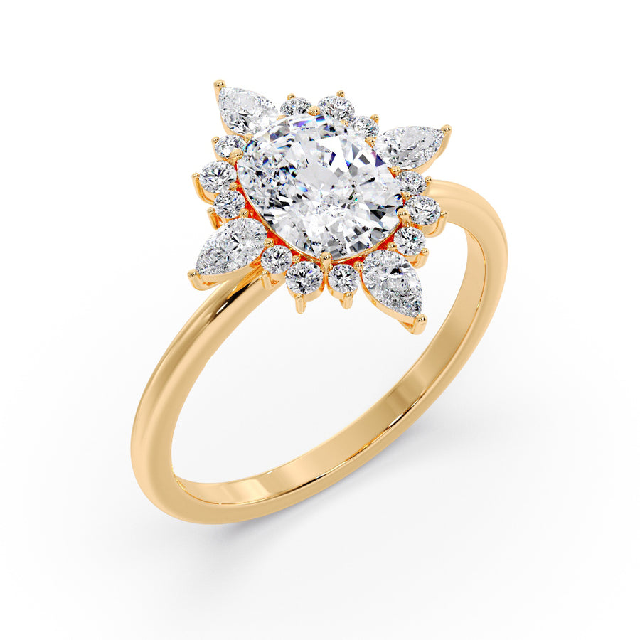 Louise 2 Carat Elongated Cushion Cut Natural Diamond Engagement Ring