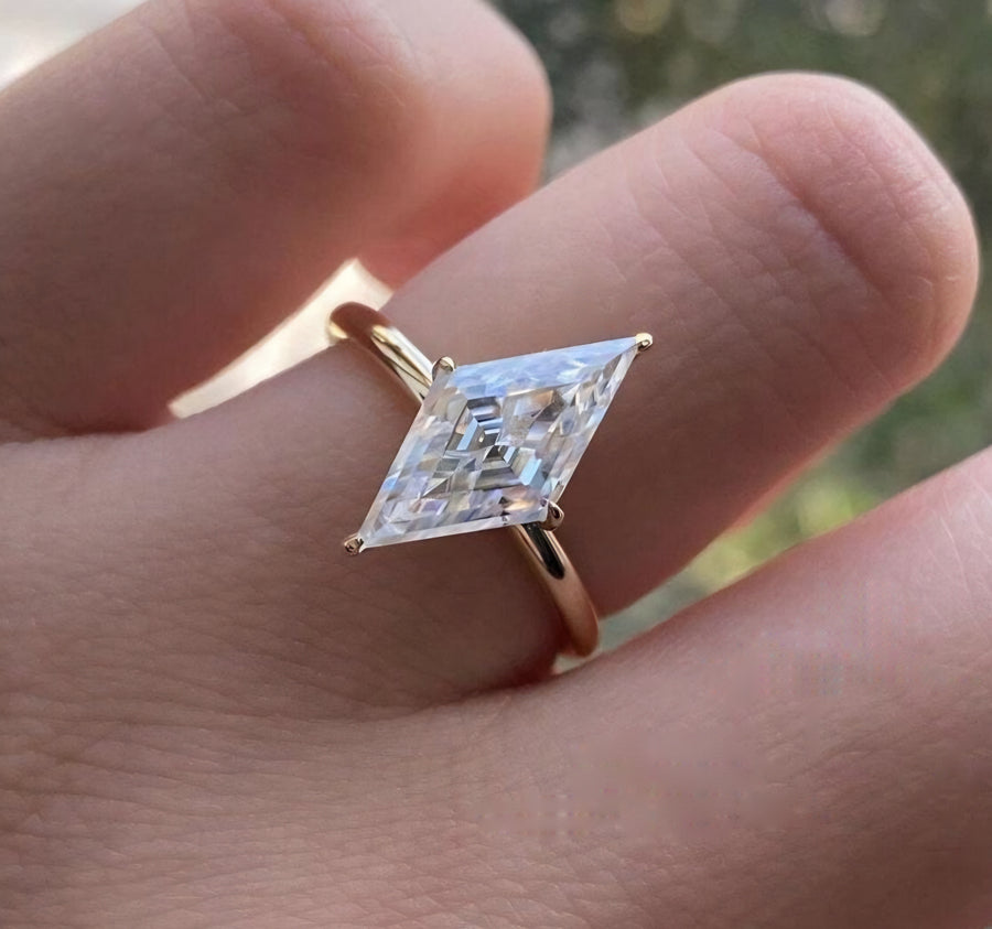 3 Carat Lab Grown Lozenge Cut Solitaire Diamond Engagement Ring