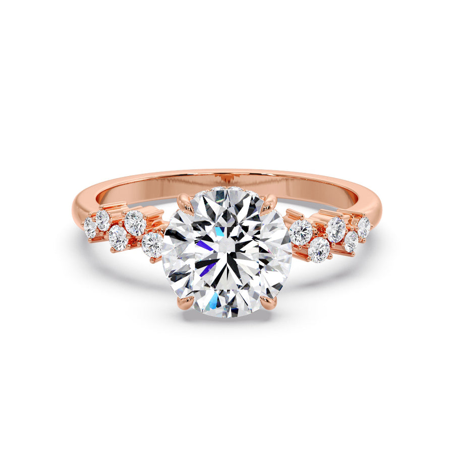 Moondust 2 Carat Round Lab Diamond Engagement Ring With Claw Prongs