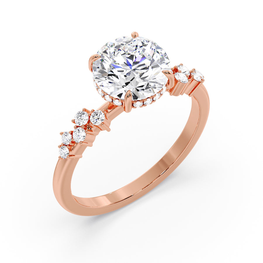 Moondust 2 Carat Round Lab Diamond Engagement Ring With Claw Prongs