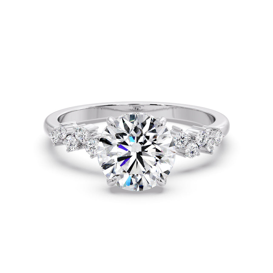 Moondust 2 Carat Round Lab Diamond Engagement Ring With Claw Prongs