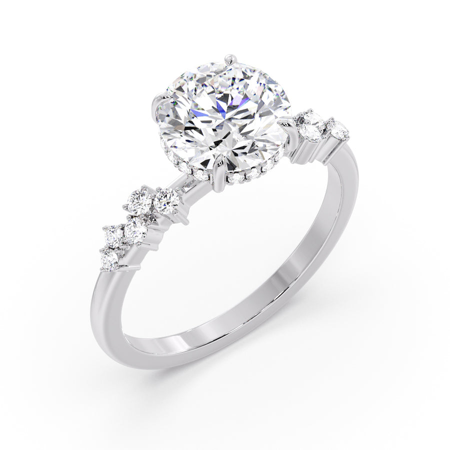 Moondust 2 Carat Round Lab Diamond Engagement Ring With Claw Prongs