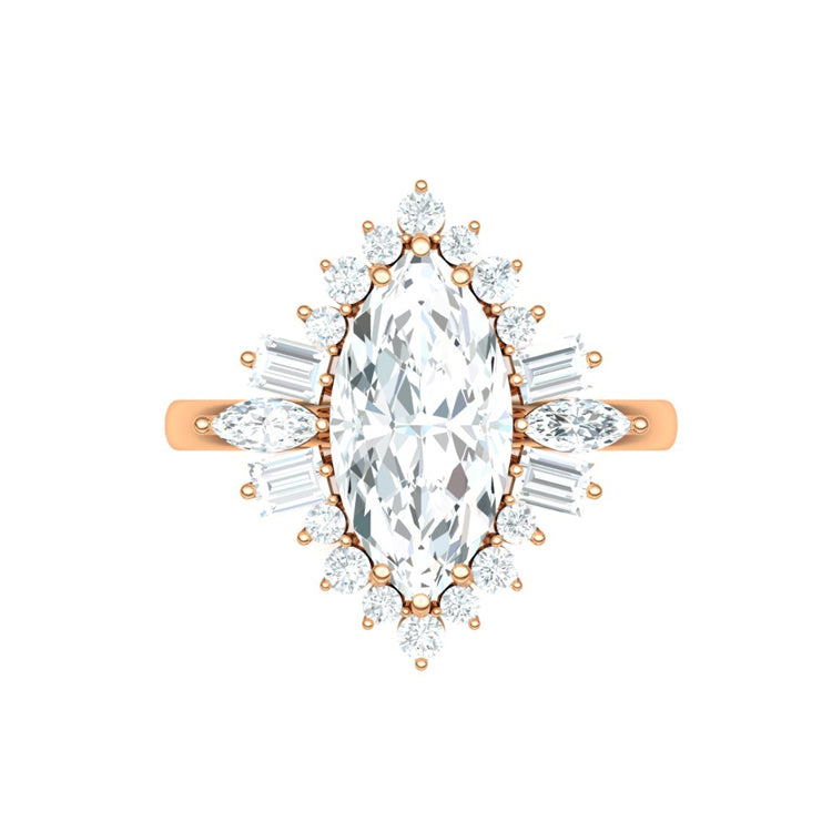 Natalie Art Deco Marquise Natural Diamond Engagement Ring