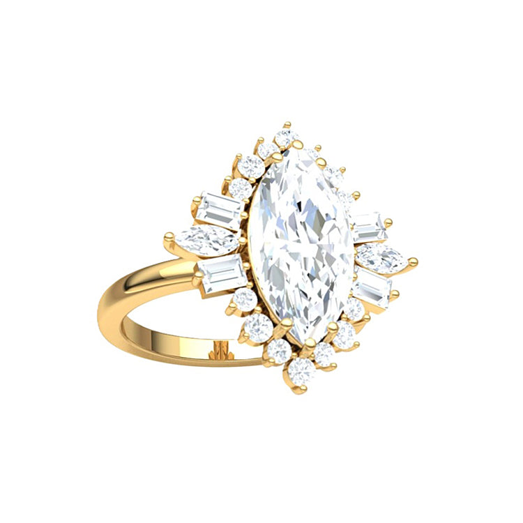 Natalie Art Deco Marquise Natural Diamond Engagement Ring
