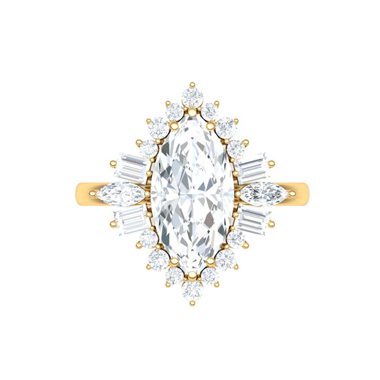 Natalie Art Deco Marquise Natural Diamond Engagement Ring