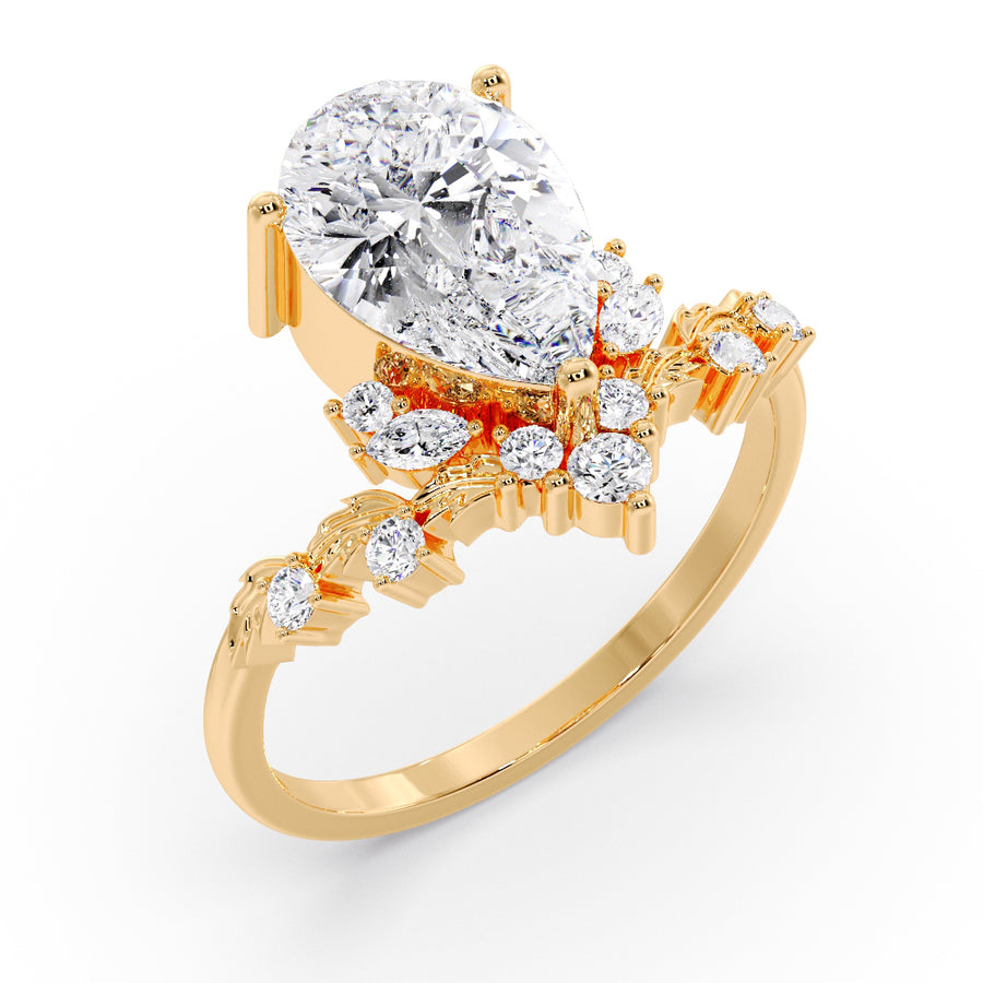 Enchanted Forest Pear Natural Diamond Engagement Ring