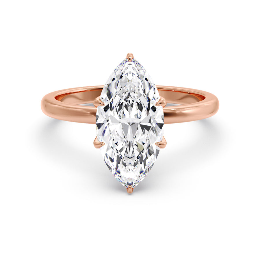 Petal Prongs 3 Carat Lab Grown Marquise Diamond Engagement Ring