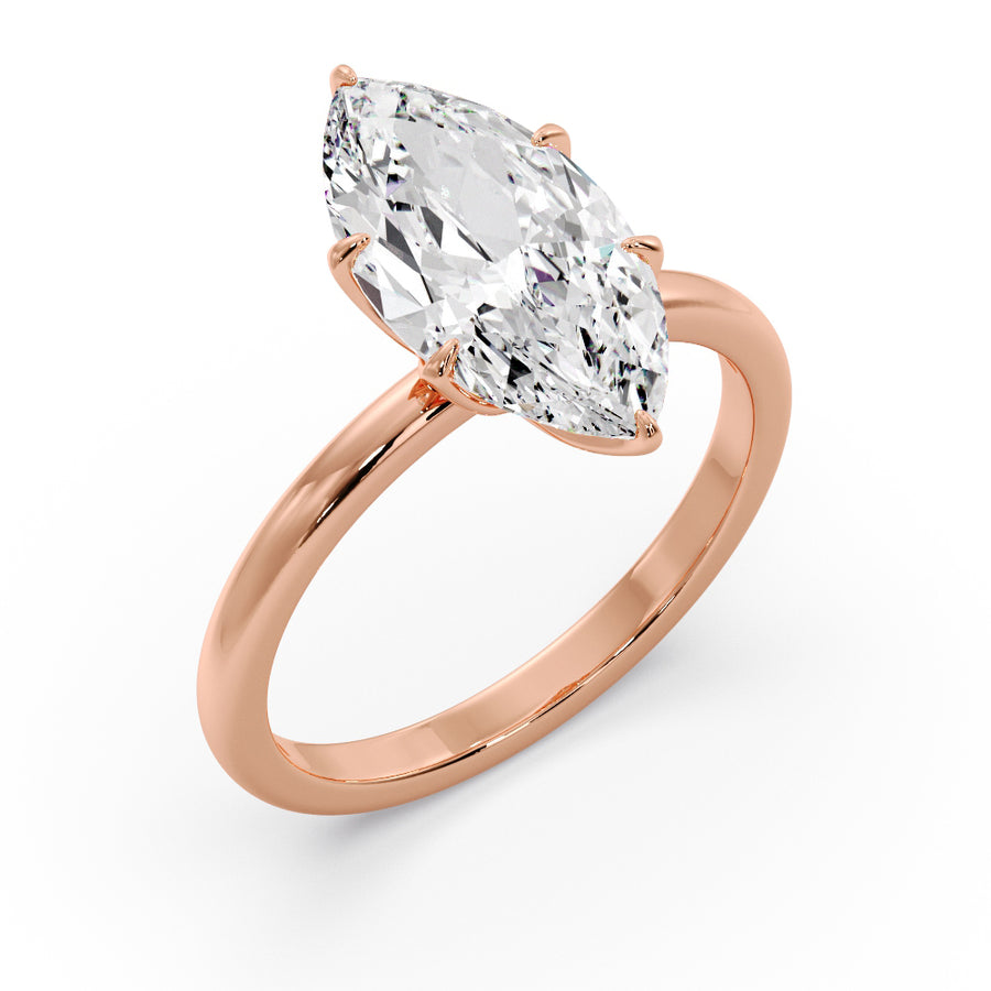 Petal Prongs 3 Carat Lab Grown Marquise Diamond Engagement Ring