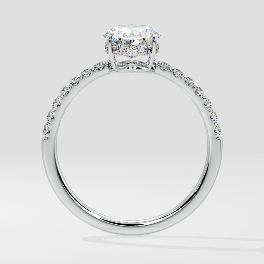 Carat Low Profile Pave Natural Diamond Engagement Ring